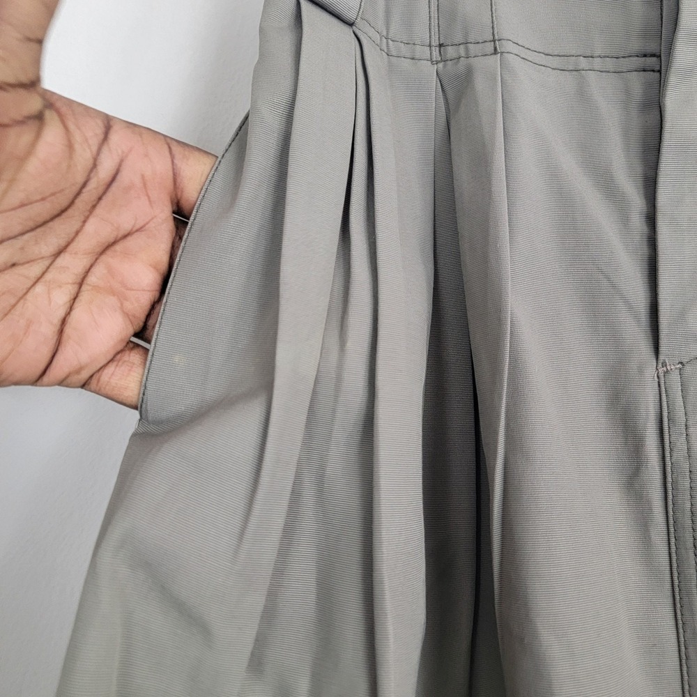 Zara Woman Pleated Mini Skirt Belted Button Fly Beige Preppy Pockets Size S - Picture 4 of 10